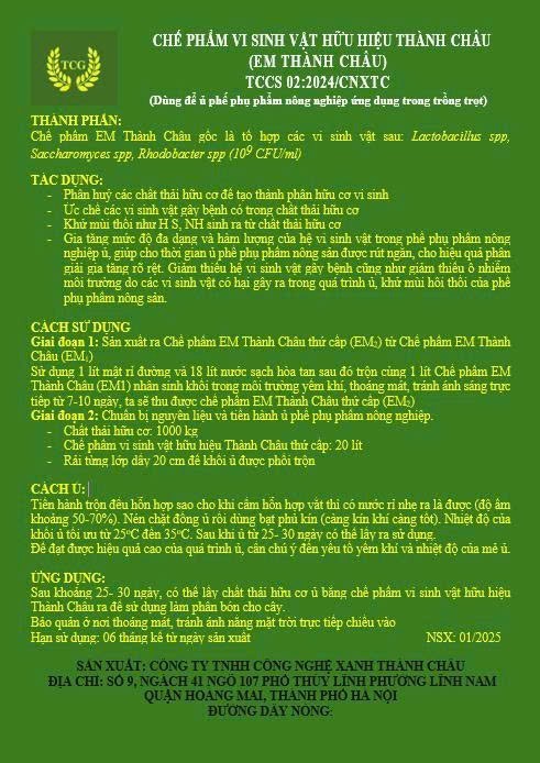 Chế phẩm vi sinh vật hữu hiệu Thành Châu (EM Thành Châu)